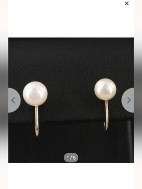 Vgt Mikimoto 14k Gold Classic Pearl Drop Earrings - White Pearls- Screw Back.